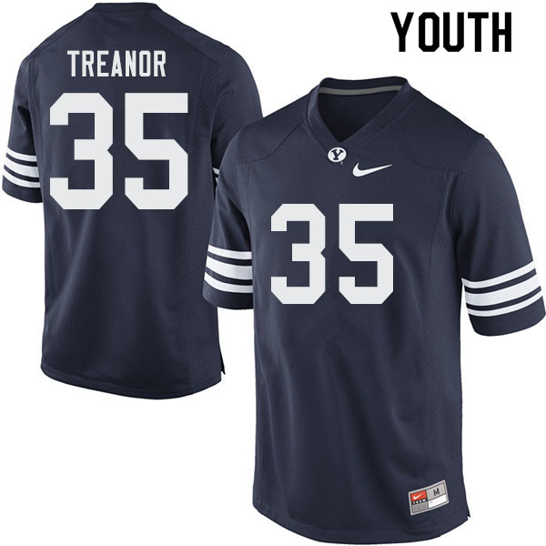 Youth #35 Matthew Treanor BYU Cougars College Football Jerseys Sale-Navy